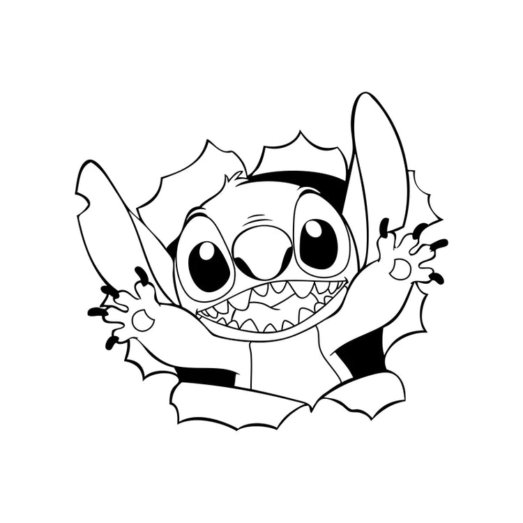 Stitch peeking vinyl decal for car window, bumper, or laptop decoration