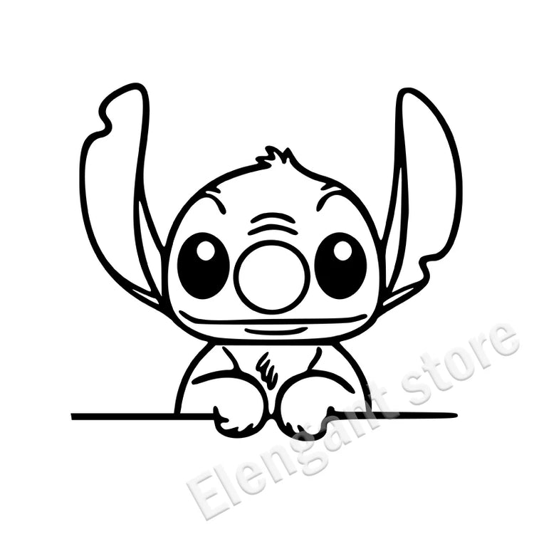 Stitch peeking vinyl decal for car window, bumper, or laptop decoration