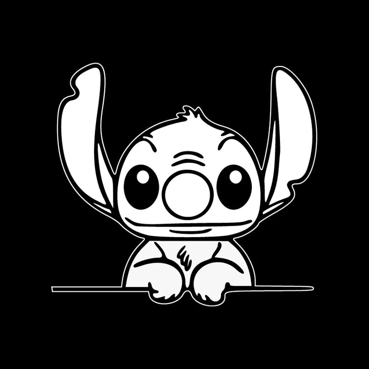 Stitch peeking vinyl decal for car window, bumper, or laptop decoration
