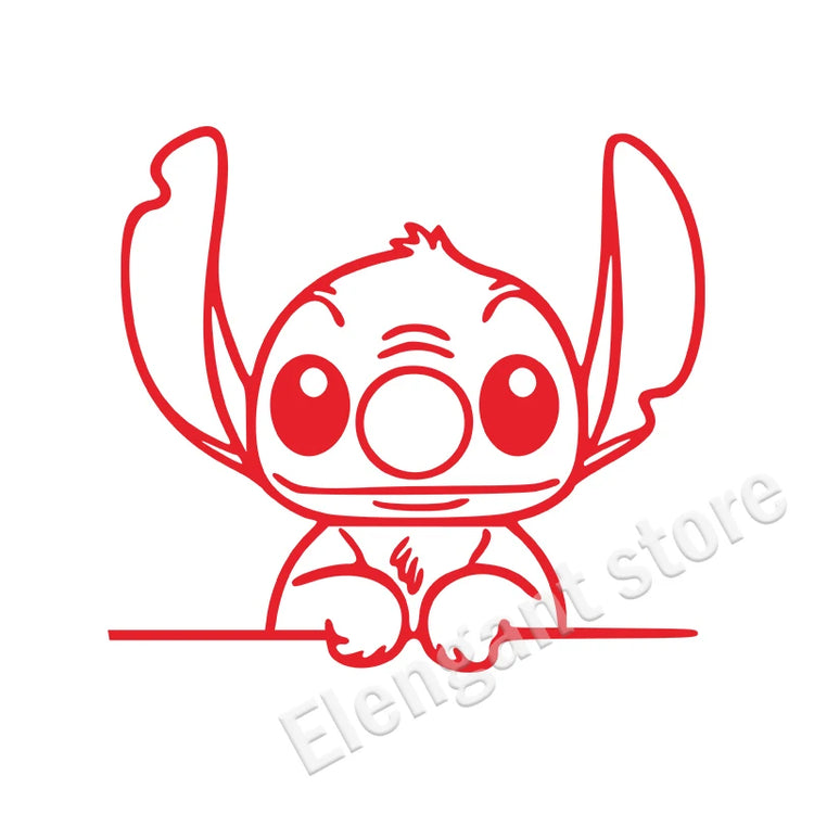 Stitch peeking vinyl decal for car window, bumper, or laptop decoration