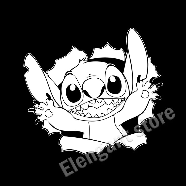 Stitch peeking vinyl decal for car window, bumper, or laptop decoration