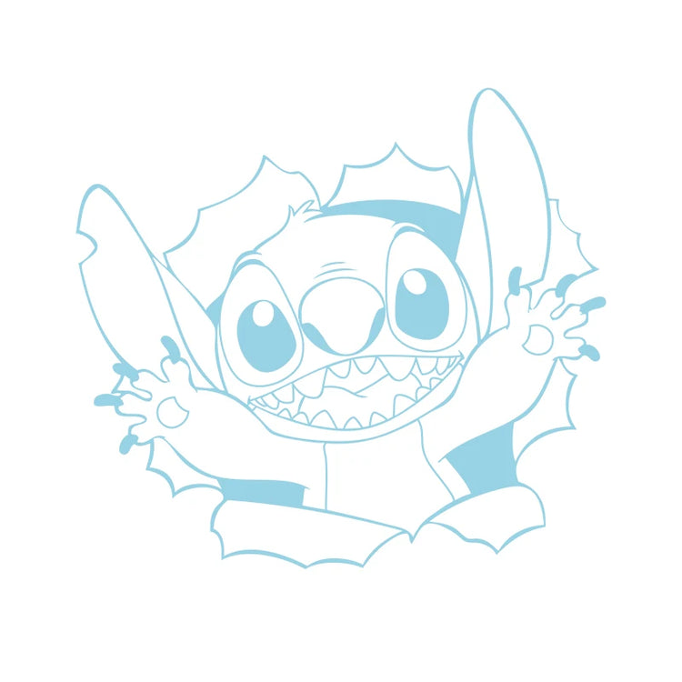 Stitch peeking vinyl decal for car window, bumper, or laptop decoration
