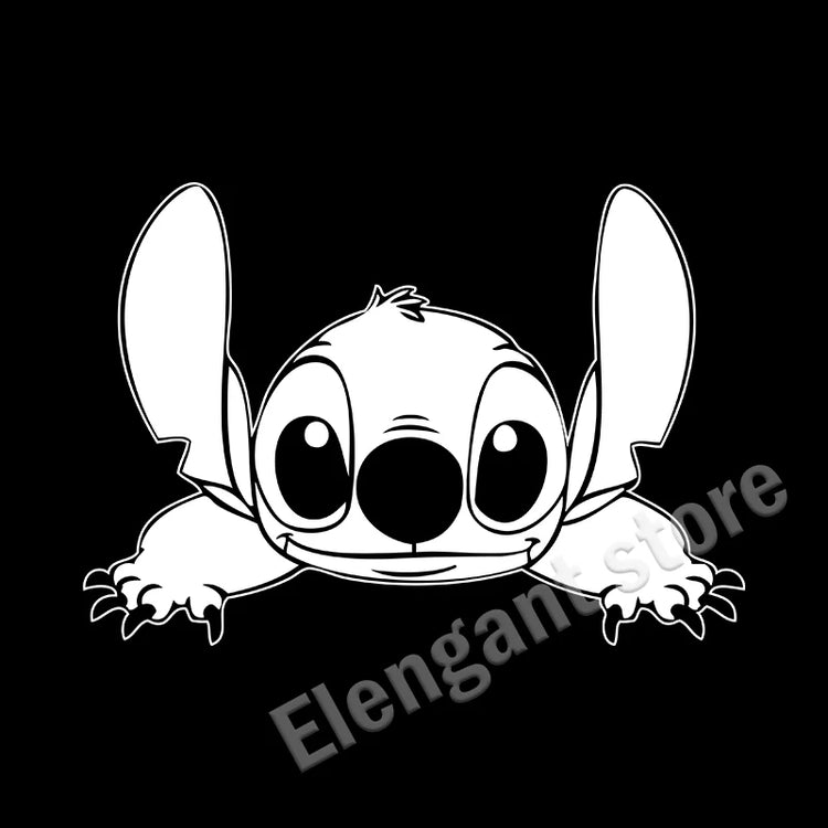 Stitch peeking vinyl decal for car window, bumper, or laptop decoration