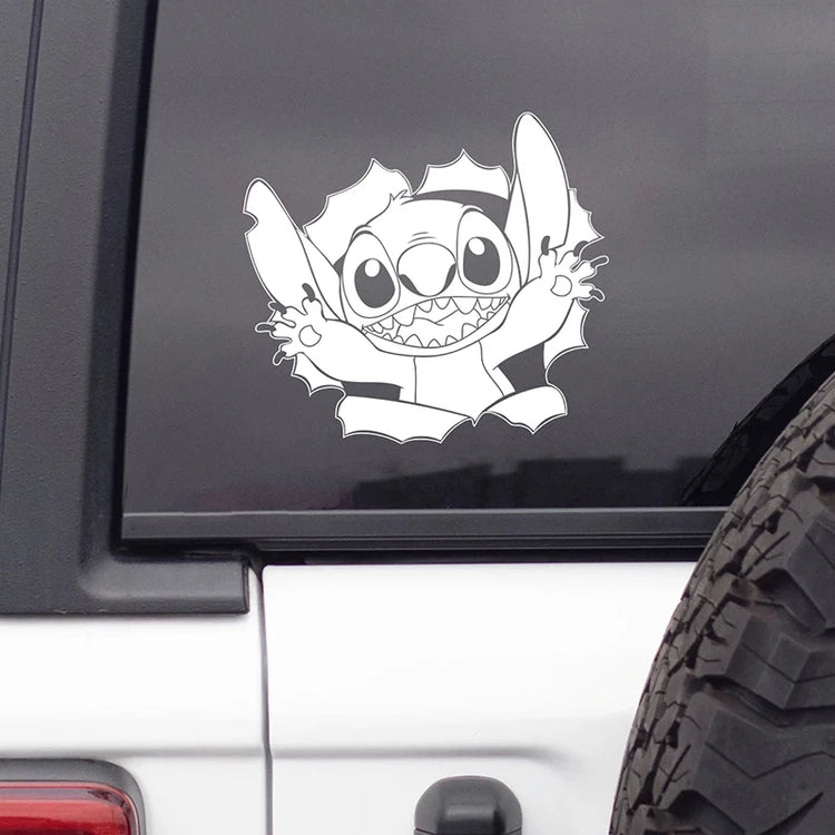 Stitch peeking vinyl decal for car window, bumper, or laptop decoration