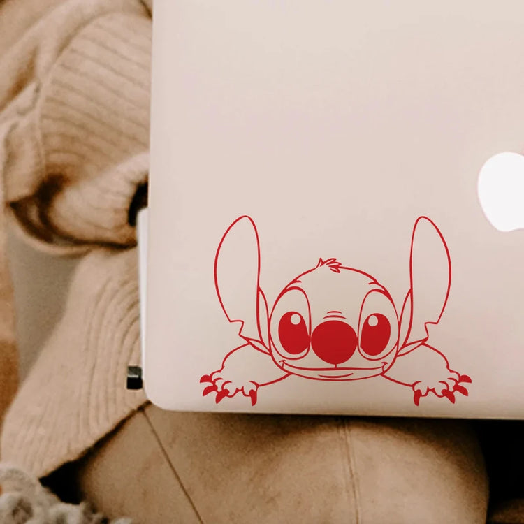 Stitch peeking vinyl decal for car window, bumper, or laptop decoration