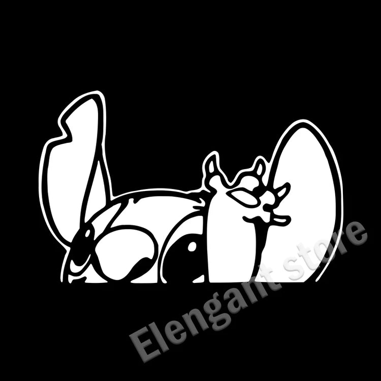 Stitch peeking vinyl decal for car window, bumper, or laptop decoration