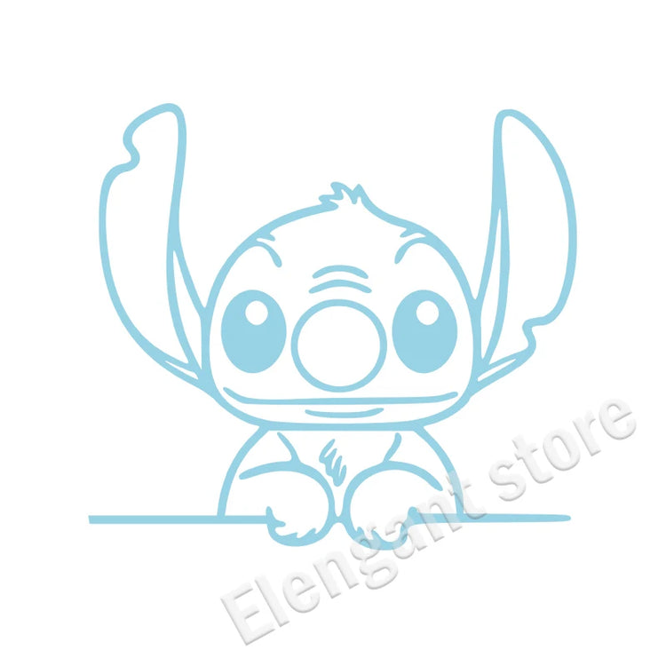 Stitch peeking vinyl decal for car window, bumper, or laptop decoration