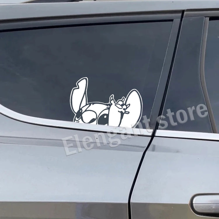 Stitch peeking vinyl decal for car window, bumper, or laptop decoration