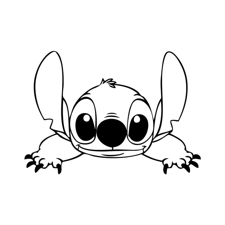 Stitch peeking vinyl decal for car window, bumper, or laptop decoration