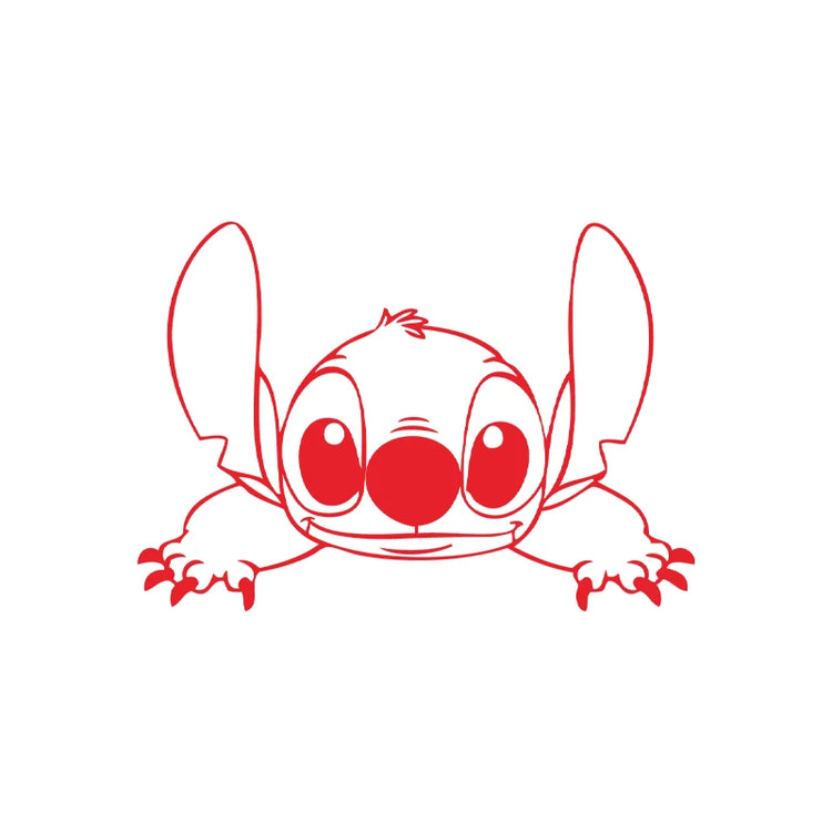 Stitch peeking vinyl decal for car window, bumper, or laptop decoration