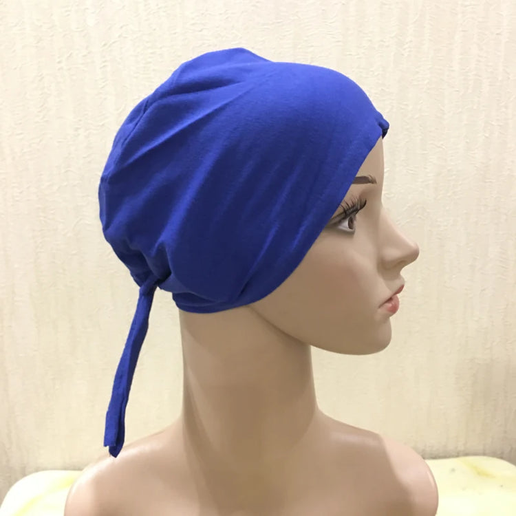 Cotton inner hijab with adjustable tie-back design, breathable and comfortable fit