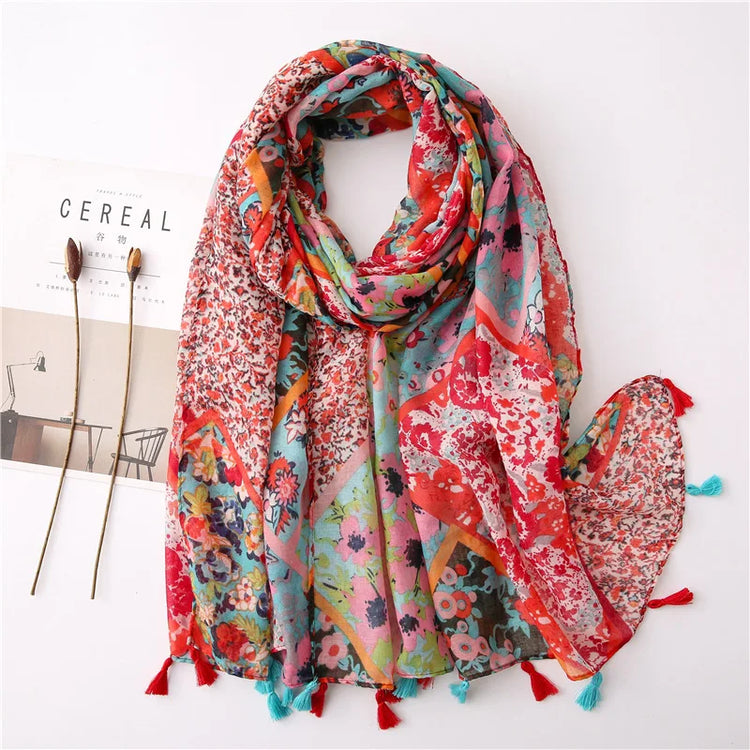 High quality lightweight pashmina stole, styled as a Muslim hijab or fashion wrap