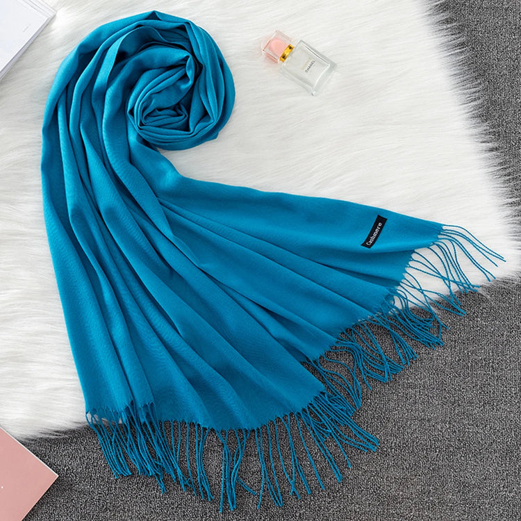 Soft long pashmina wrap used as hijab, headband, or stylish winter stole