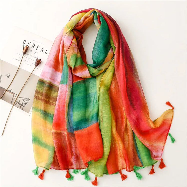High quality lightweight pashmina stole, styled as a Muslim hijab or fashion wrap