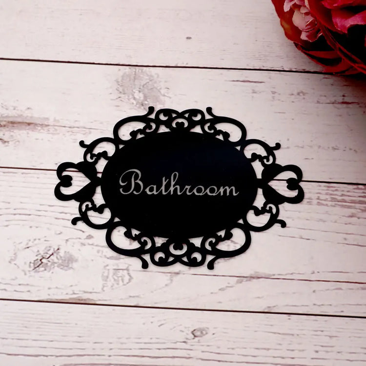 Decorative oval mirror sticker for door signage in bedroom or bath