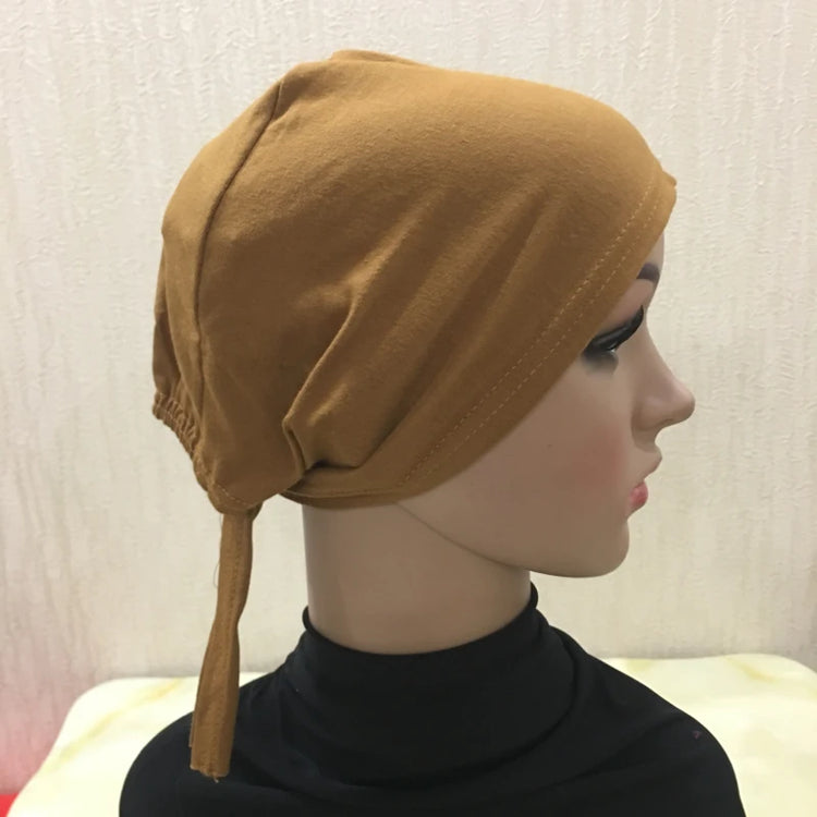 Cotton inner hijab with adjustable tie-back design, breathable and comfortable fit