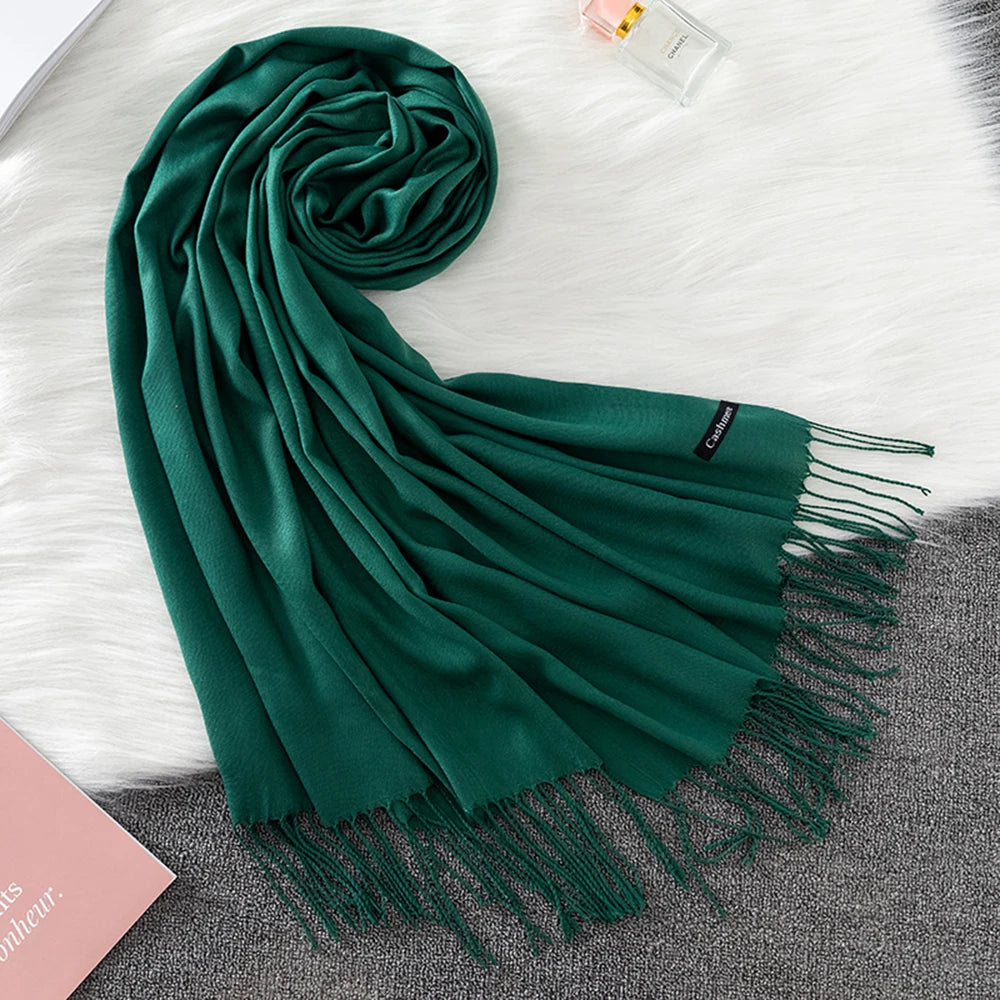 Soft long pashmina wrap used as hijab, headband, or stylish winter stole