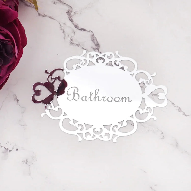 Decorative oval mirror sticker for door signage in bedroom or bath