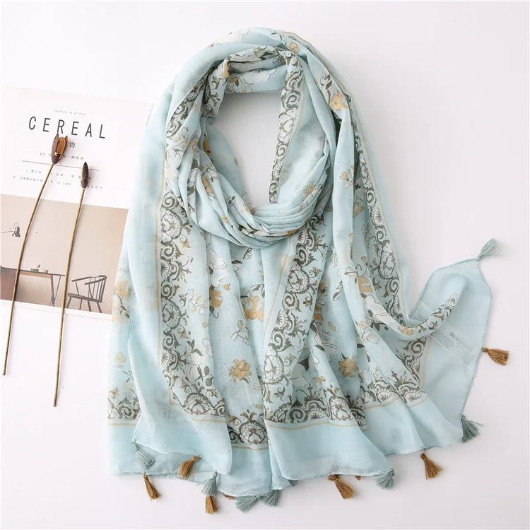 High quality lightweight pashmina stole, styled as a Muslim hijab or fashion wrap