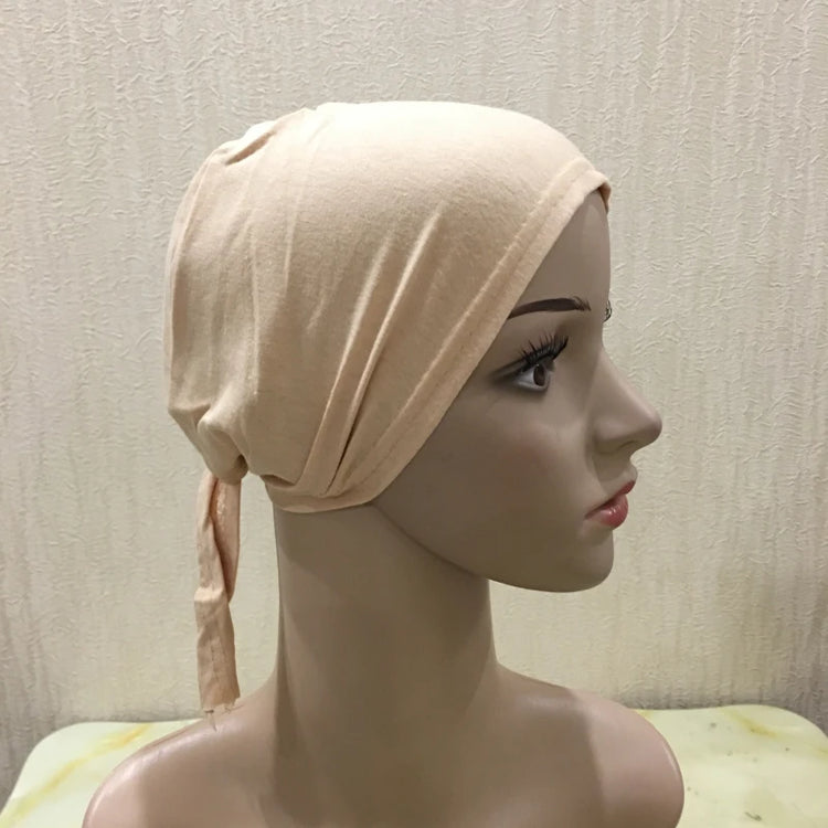 Cotton inner hijab with adjustable tie-back design, breathable and comfortable fit