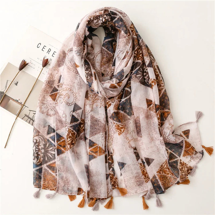 High quality lightweight pashmina stole, styled as a Muslim hijab or fashion wrap