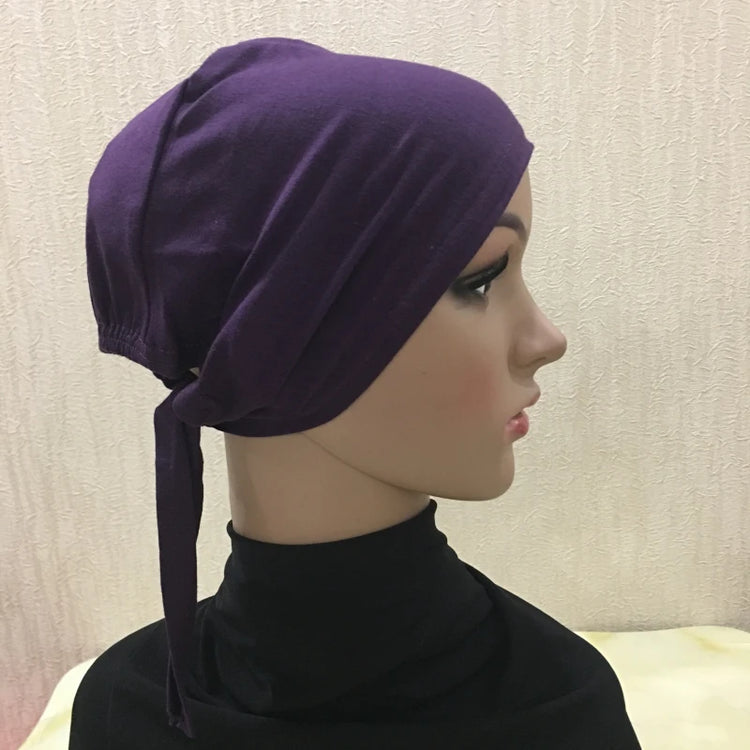 Cotton inner hijab with adjustable tie-back design, breathable and comfortable fit