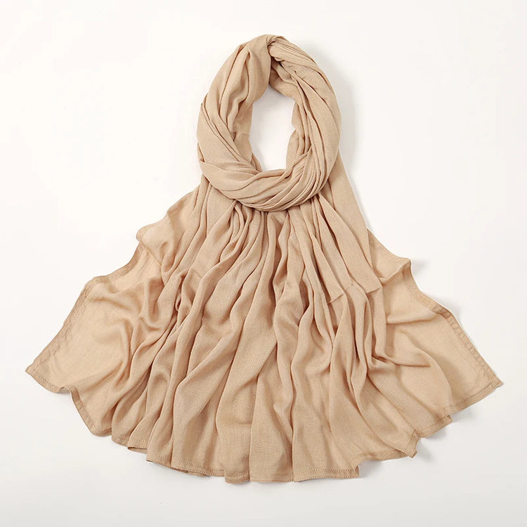 Plain rayon cotton hijab scarf, large size 190x85cm for full coverage and comfort