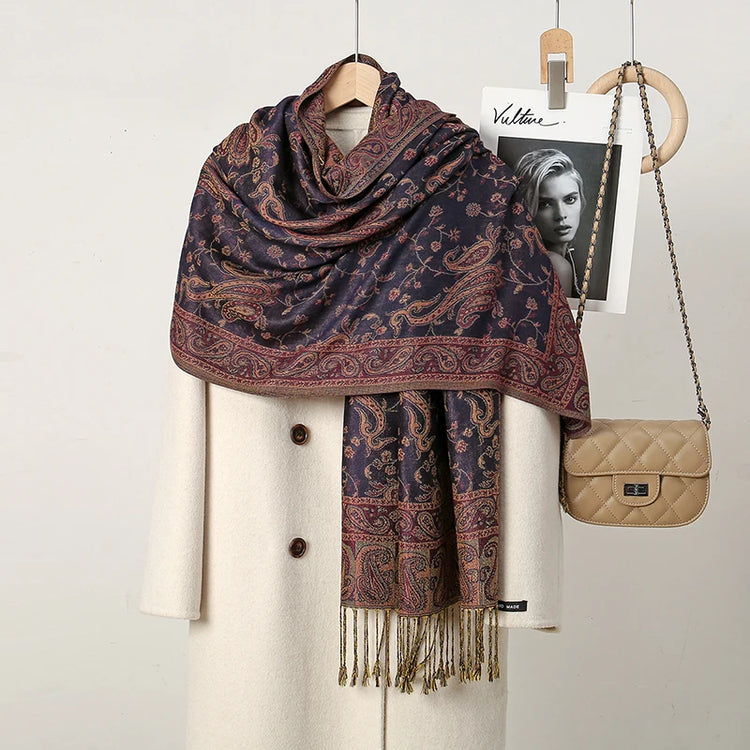 Stylish paisley embroidered head wrap in breathable cotton-viscose blend for women
