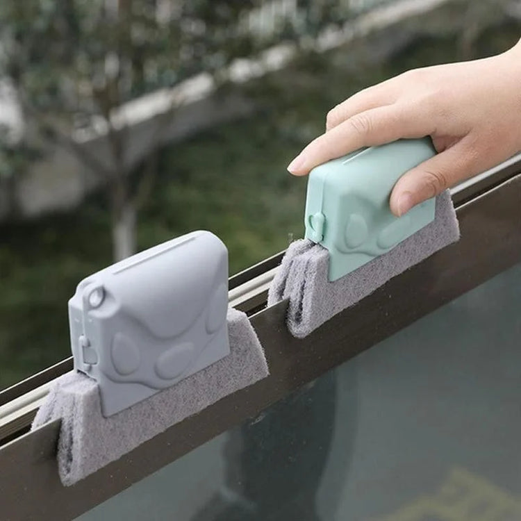 Window groove cleaning cloth and brush set for kitchen and bathroom use