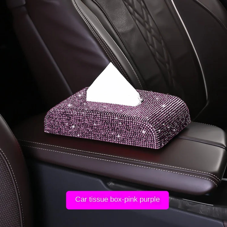 Luxury diamond tissue box holder with rhinestone embellishments for car and home decor