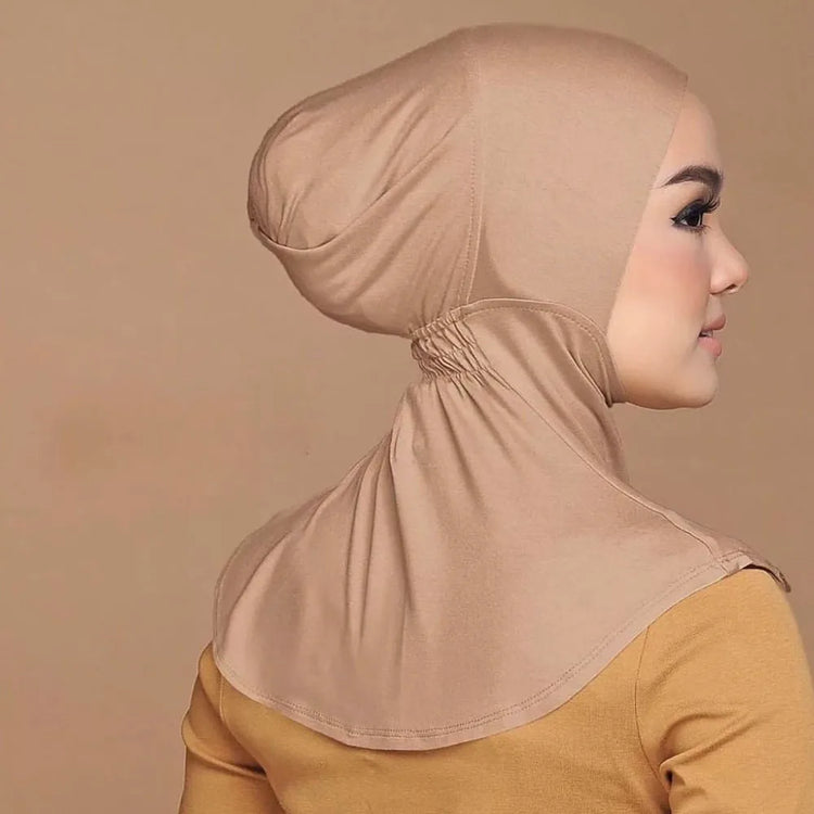 Elastic inner hijab cap ensuring snug fit under veils and shawl