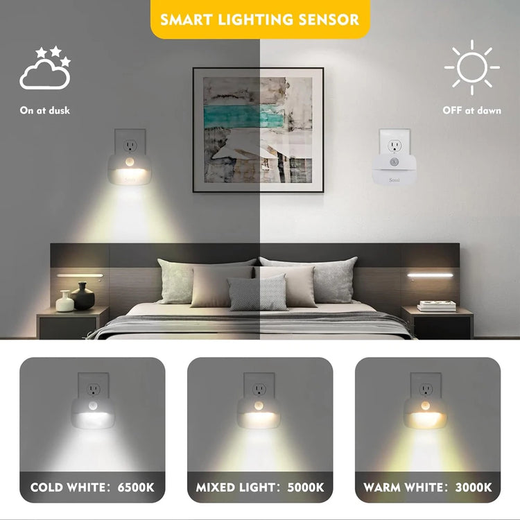 Energy-efficient LED night light with motion sensor, 220V EU plug, for bathroom and corridor