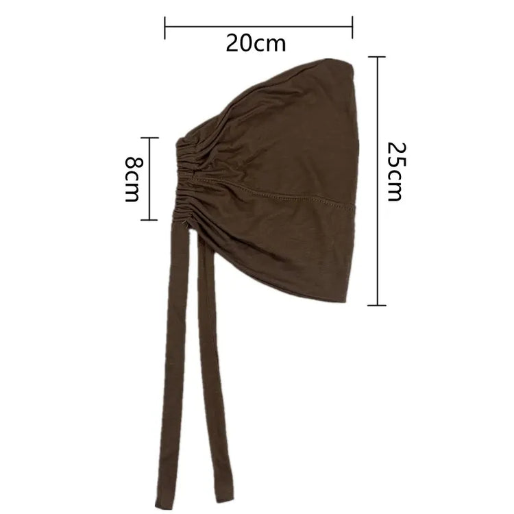 Soft elastic modal underscarf in beige, providing comfortable fit under hijabs for Muslim women