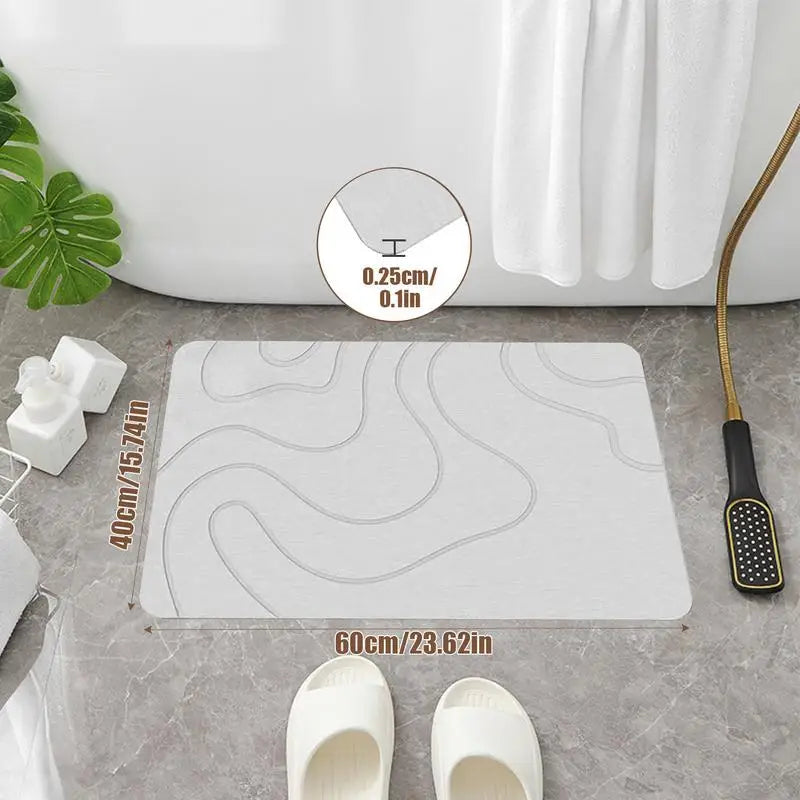 Absorbent stone bath mat with diatom mud material