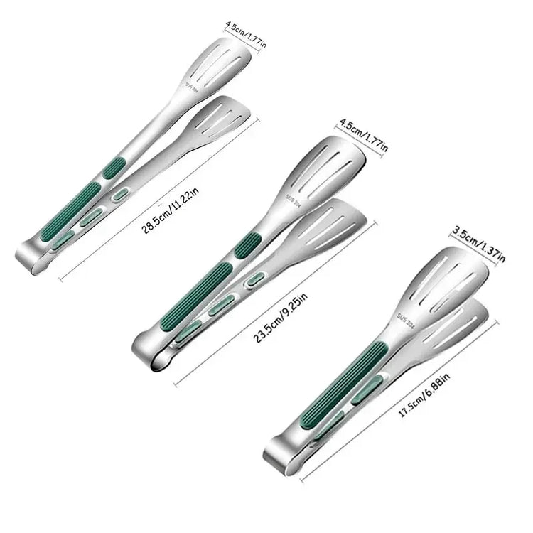 Stainless steel kitchen tongs with ergonomic non-slip grip