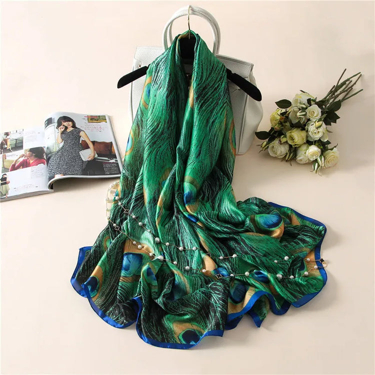 Elegant silk satin hijab for women, lightweight summer scarf or female echarpe