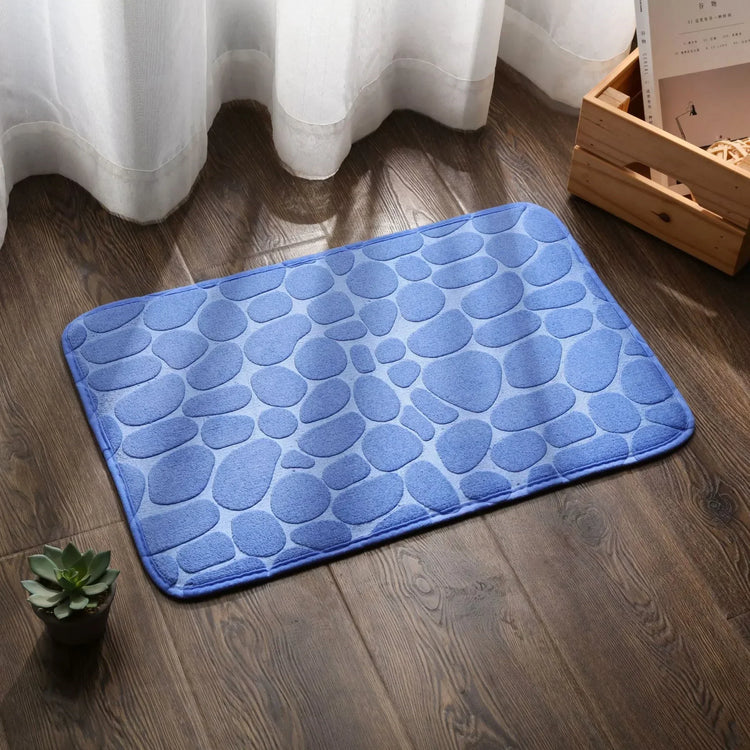 Super absorbent bath mat with cobblestone design