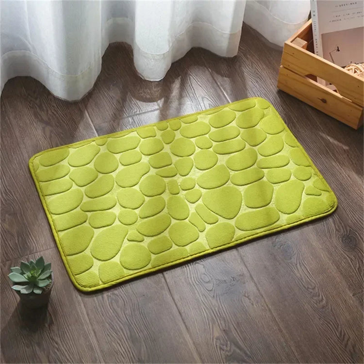 Super absorbent bath mat with cobblestone design