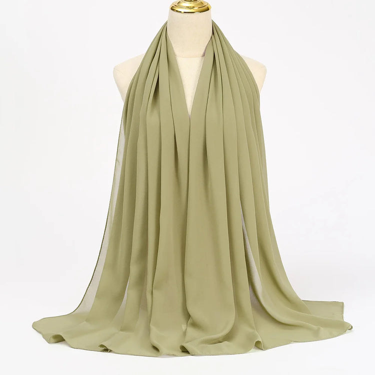 Lightweight voile headscarf in soft pastel tones, ideal for Muslim women&