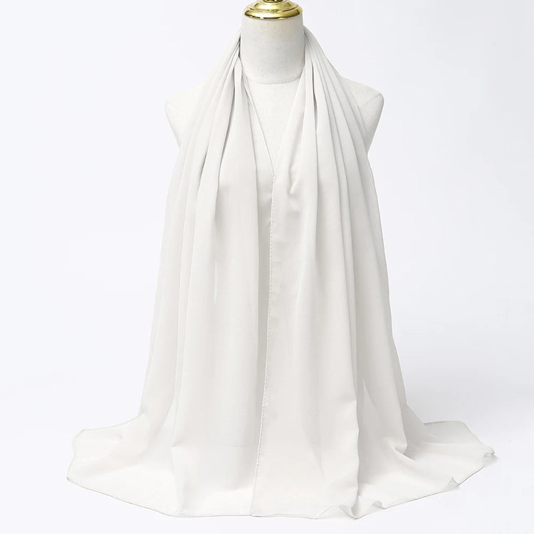 Lightweight voile headscarf in soft pastel tones, ideal for Muslim women&