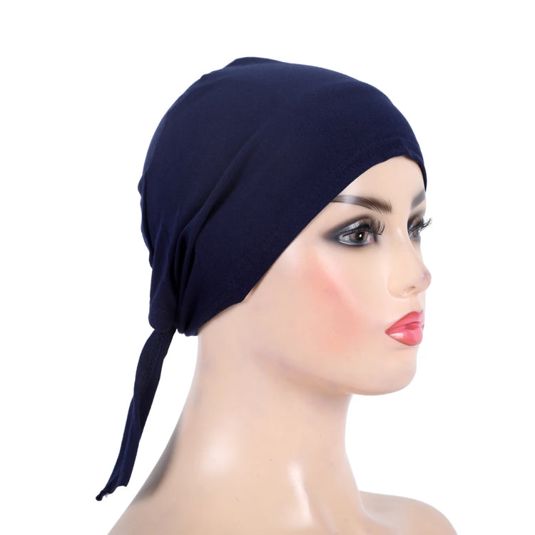 Cotton inner hijab with adjustable tie-back design, breathable and comfortable fit