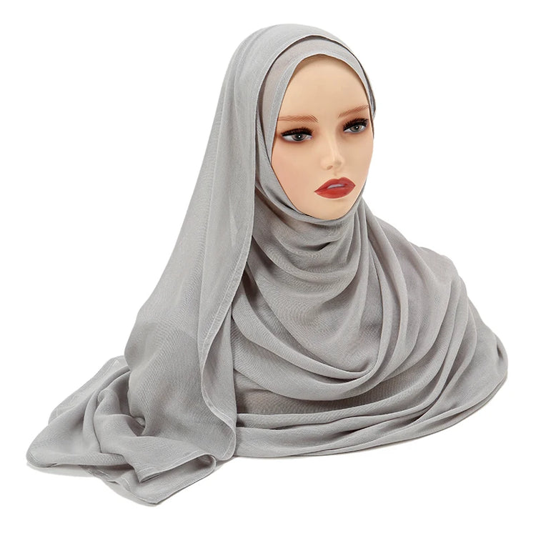 Plain rayon cotton hijab scarf, large size 190x85cm for full coverage and comfort