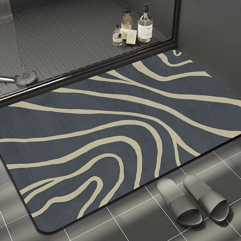 Absorbent diatomite bath mat for kitchen and bathroom