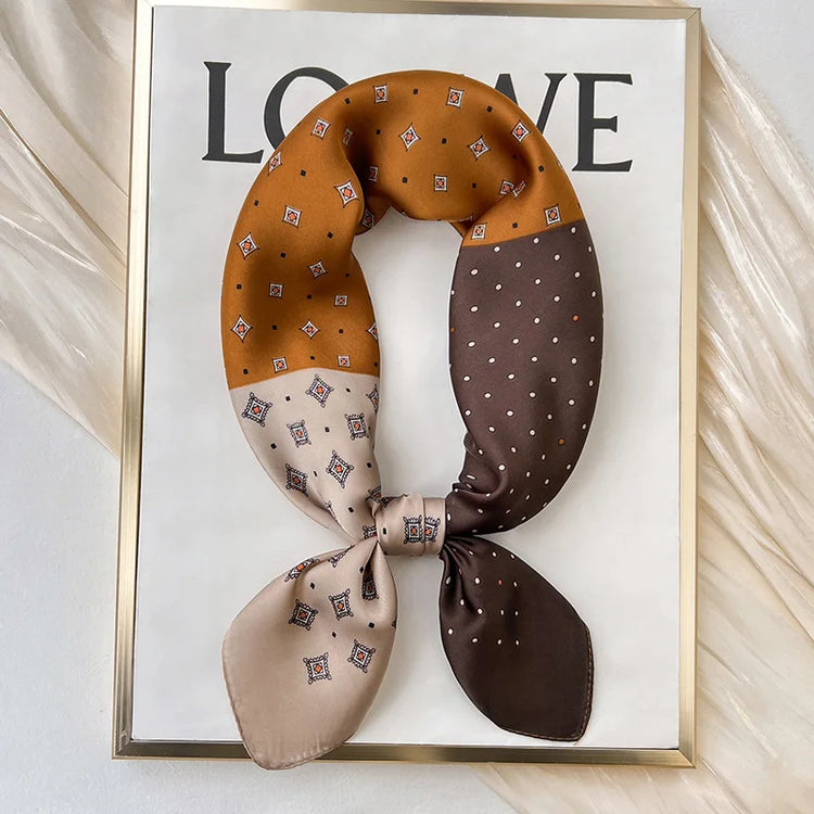 Polka dot silk bandana for women, worn as a ribbon, shawl, or stylish hijab