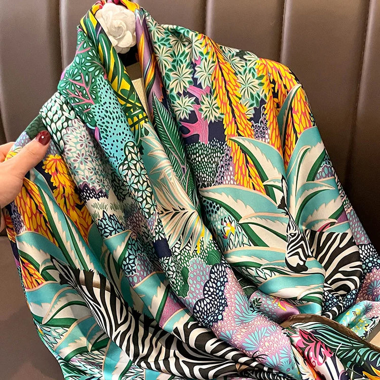 Elegant silk satin hijab for women, lightweight summer scarf or female echarpe