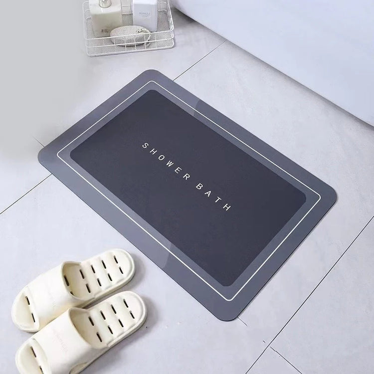 Absorbent bathroom bath mat with anti-slip backing