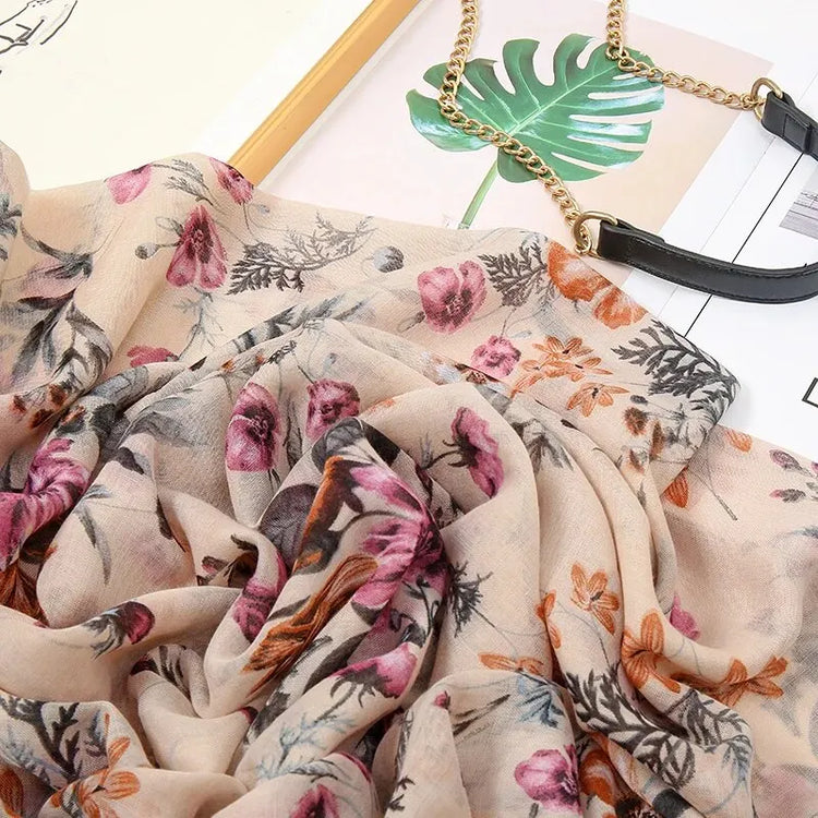 180x90cm printed tassel shawl, ideal for hijab, wrap, or casual beach cover-up