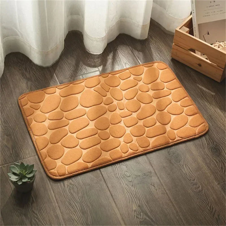 Super absorbent bath mat with cobblestone design