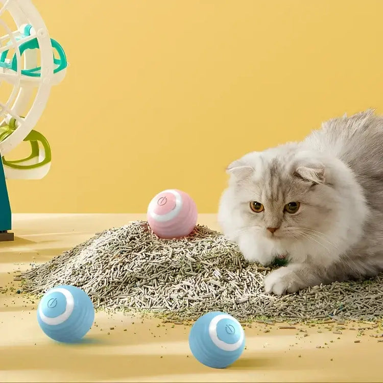 USB rechargeable electronic cat toy ball with motion activation and obstacle avoidance
