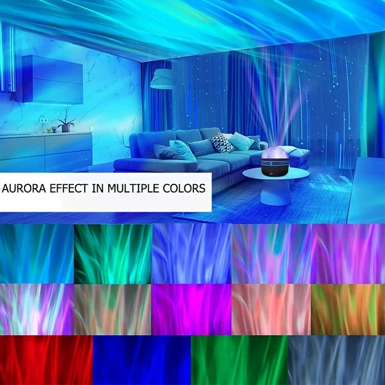 LED starry galaxy ocean wave projector with RGB colors and smart remote control